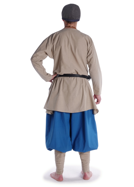 Mittelalter Wadenwickel Balder Set mit Fibeln in Hanffarben Rückansicht