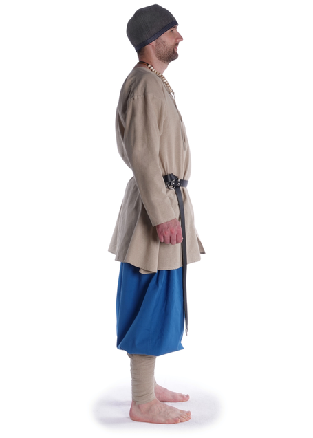 Mittelalter Wadenwickel Balder Set mit Fibeln in Hanffarben Seitenansicht