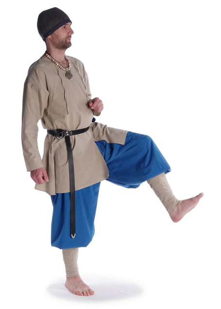 Mittelalter Wadenwickel Balder Set mit Fibeln in Hanffarben Seitenansicht 2