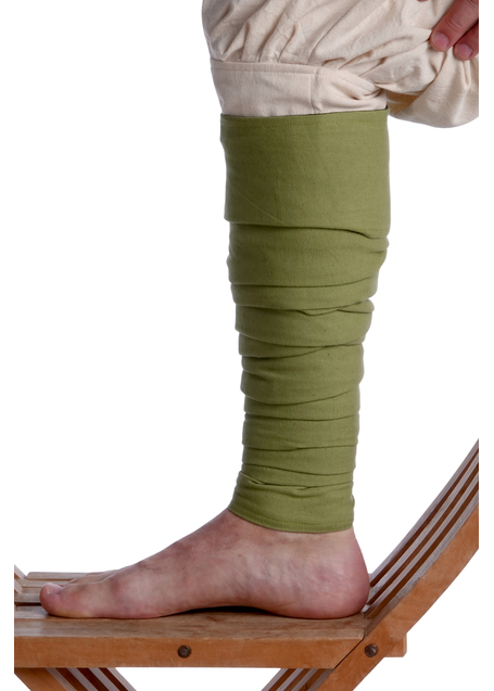 Mittelalter Wadenwickel Balder Set mit Fibeln in Olivgrün Seitenansicht