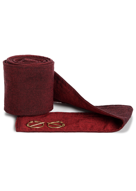 Mittelalter Wadenwickel Balder Set mit Fibeln in Rot Frontansicht 2