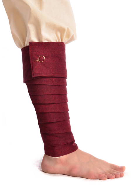 Mittelalter Wadenwickel Balder Set mit Fibeln in Rot Seitenansicht