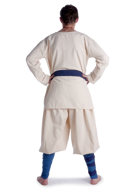 Mittelalter Wadenwickel Balder Set mit Fibeln in Königsblau Rückansicht