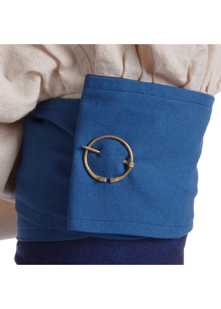 Mittelalter Wadenwickel Balder Set mit Fibeln in Königsblau Detailansicht