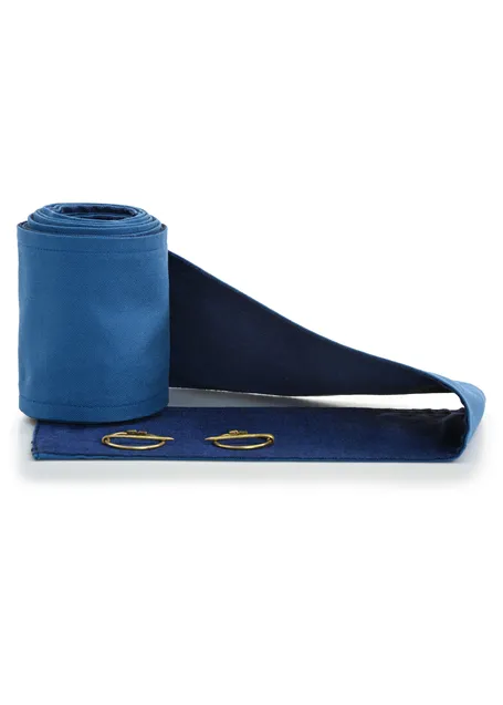 Mittelalter Wadenwickel Balder Set mit Fibeln in Königsblau Detailansicht 2