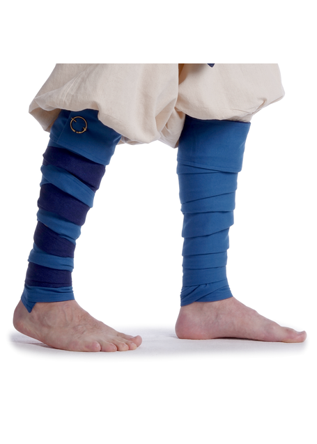 Mittelalter Wadenwickel Balder Set mit Fibeln in Königsblau Frontansicht