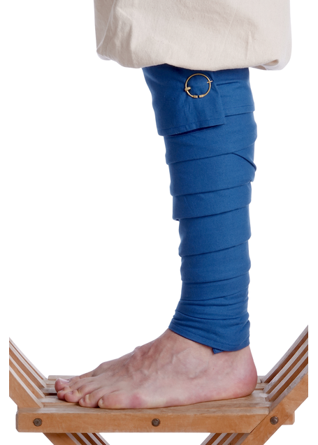 Mittelalter Wadenwickel Balder Set mit Fibeln in Königsblau Frontansicht 2