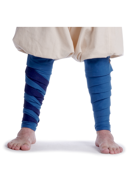 Mittelalter Wadenwickel Balder Set mit Fibeln in Königsblau Frontansicht 4