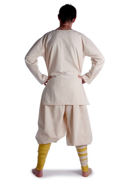 Mittelalter Wadenwickel Balder Set mit Fibeln in Gelb Rückansicht