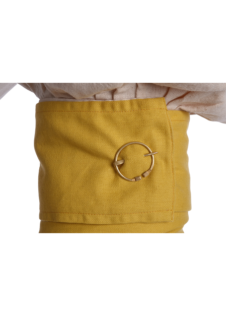 Mittelalter Wadenwickel Balder Set mit Fibeln in Gelb Detailansicht