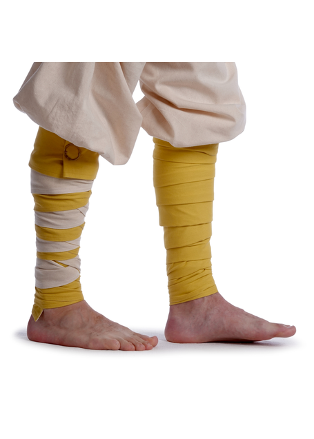 Mittelalter Wadenwickel Balder Set mit Fibeln in Gelb Frontansicht