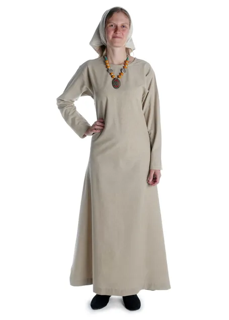 Mittelalter Cotte Meliur in Hanffarben Frontansicht