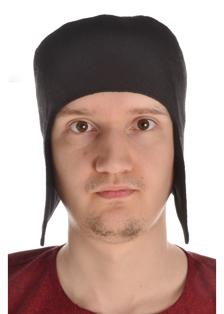 Mittelalter Kappe Kahedins in Schwarz Frontansicht
