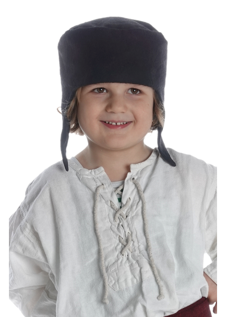 Mittelalter Kappe Marjodo in Schwarz Frontansicht