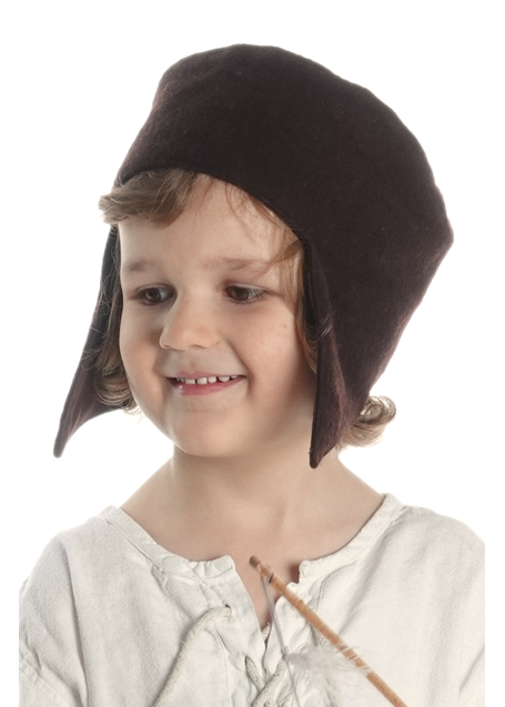 Mittelalter Kappe Marjodo in Braun Frontansicht