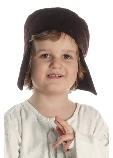 Mittelalter Kappe Marjodo in Braun Frontansicht 2