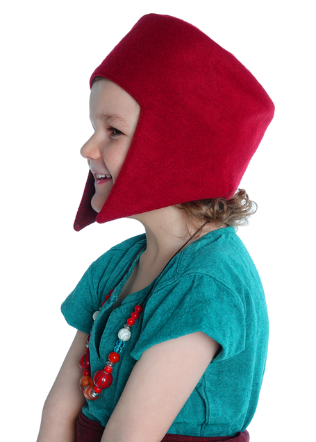Mittelalter Kappe Marjodo in Rot Seitenansicht
