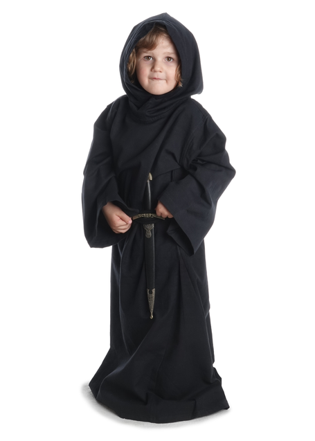 Mittelalter Kinder Kutte Drogo in Schwarz Frontansicht 2