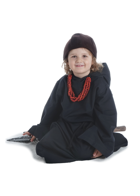 Mittelalter Kinder Kutte Drogo in Schwarz Frontansicht 6