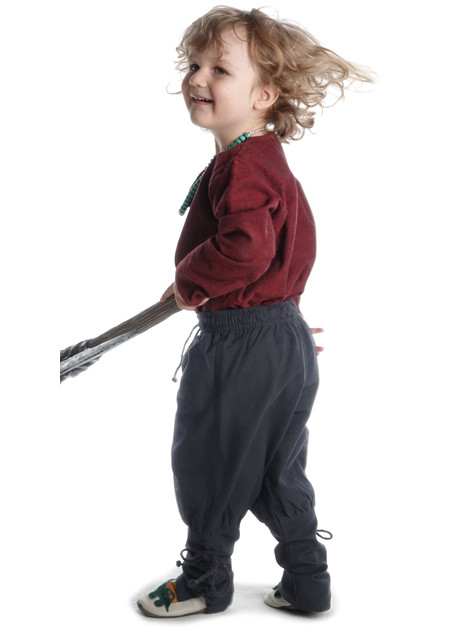 Mittelalter Kinder Hose Sigestab in Schwarz Seitenansicht