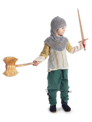 Mittelalter Kinder Hose Sigestab in Grün Frontansicht 2