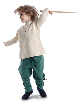Mittelalter Kinder Hose Sigestab in Grün Frontansicht 4