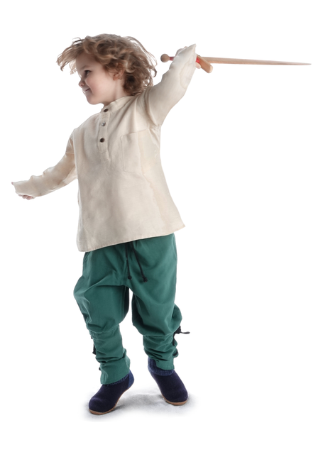 Mittelalter Kinder Hose Sigestab in Grün Frontansicht 4