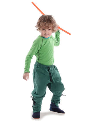 Mittelalter Kinder Hose Sigestab in Grün Frontansicht 6