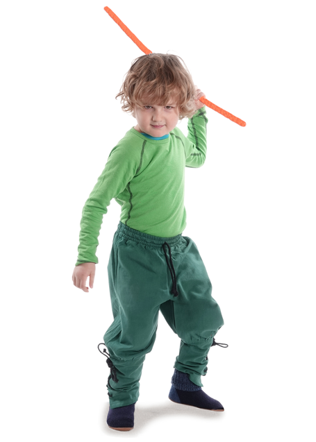 Mittelalter Kinder Hose Sigestab in Grün Frontansicht 6