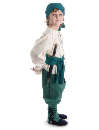 Mittelalter Kinder Hose Sigestab in Grün Seitenansicht 3