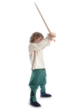 Mittelalter Kinder Hose Sigestab in Grün Seitenansicht 4