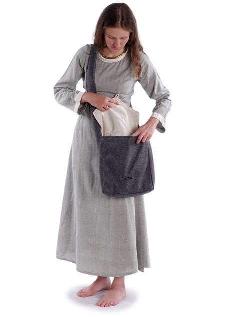 Mittelalter Tasche Larie in Grau Frontansicht 3
