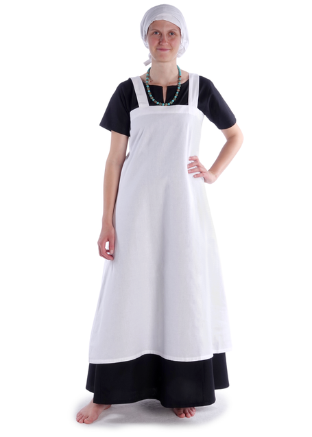 Wikinger Trägerkleid Alruna in Weiß Frontansicht