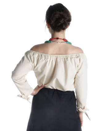 Mittelalter Bluse Swanwhit in Beige Rückansicht