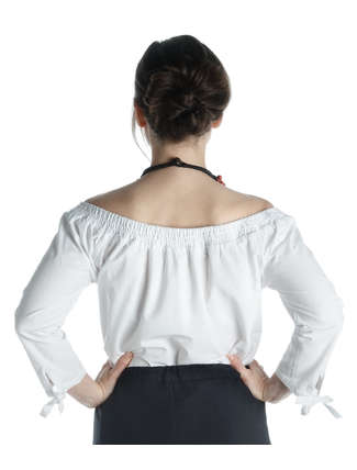 Mittelalter Bluse Swanwhit in Weiß Rückansicht