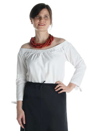 Mittelalter Bluse Swanwhit in Weiß Frontansicht