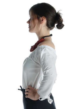Mittelalter Bluse Swanwhit in Weiß Seitenansicht