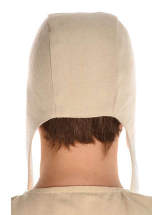 Mittelalter Haube Karamphi in Beige Rückansicht