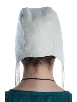 Mittelalter Haube Amurelle in Beige Rückansicht