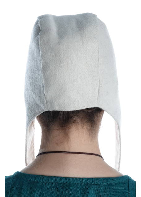 Mittelalter Haube Amurelle in Beige Rückansicht