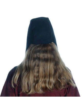 Mittelalter Haube Amurelle in Schwarz Rückansicht
