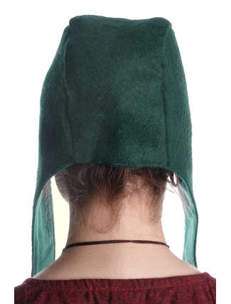 Mittelalter Haube Amurelle in Grün Rückansicht