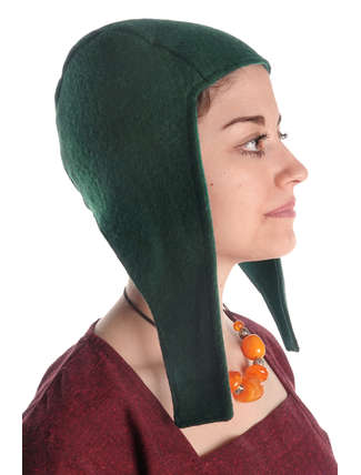 Mittelalter Haube Amurelle in Grün Seitenansicht