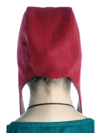 Mittelalter Haube Amurelle in Rot Rückansicht