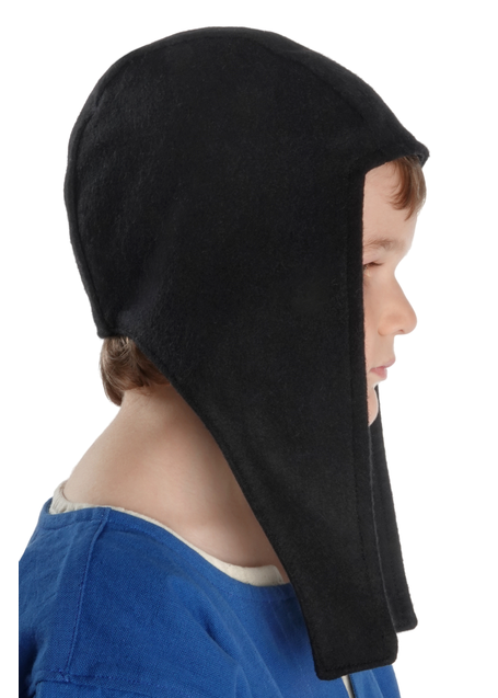 Mittelalter Haube Anschoes in Schwarz Seitenansicht