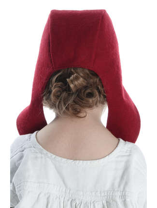 Mittelalter Haube Anschoes in Rot Rückansicht
