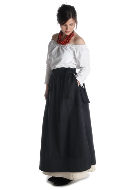 Mittelalter Schürze Widga in Schwarz Frontansicht