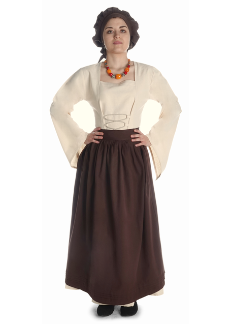 Mittelalter Schürze Widga in Braun Frontansicht