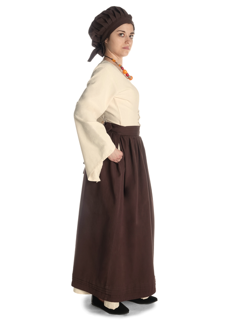 Mittelalter Schürze Widga in Braun Seitenansicht