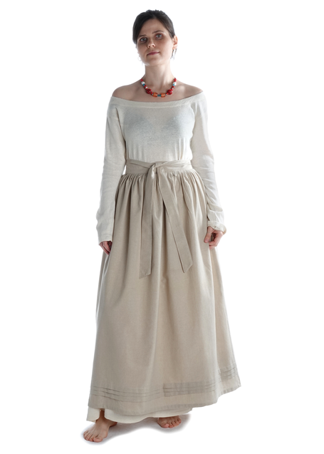 Mittelalter Schürze Widga in Hanffarben Frontansicht